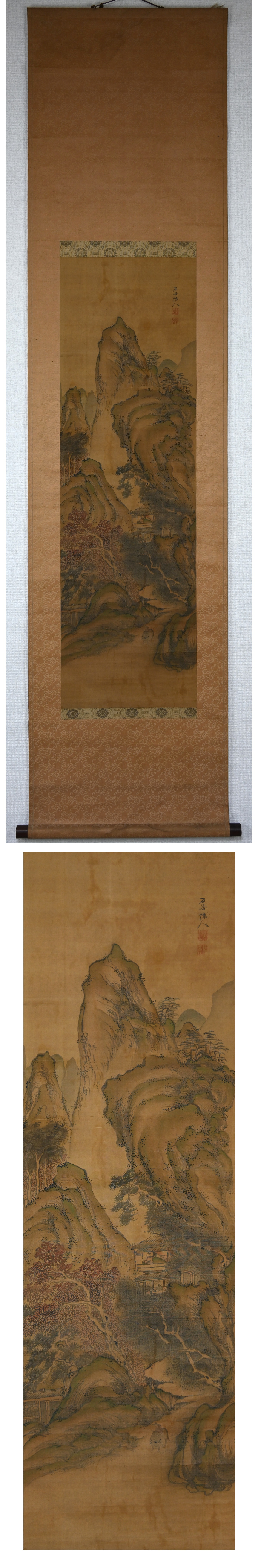 石吾陳人 楼閣山水図 本紙 全体